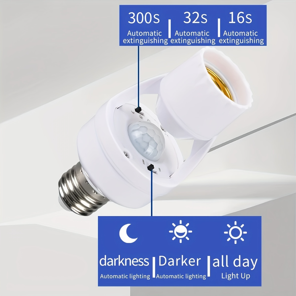 Infrared Motion Sensor Lamp Holder – 360° Smart Light Socket with Automatic On/Off Detection