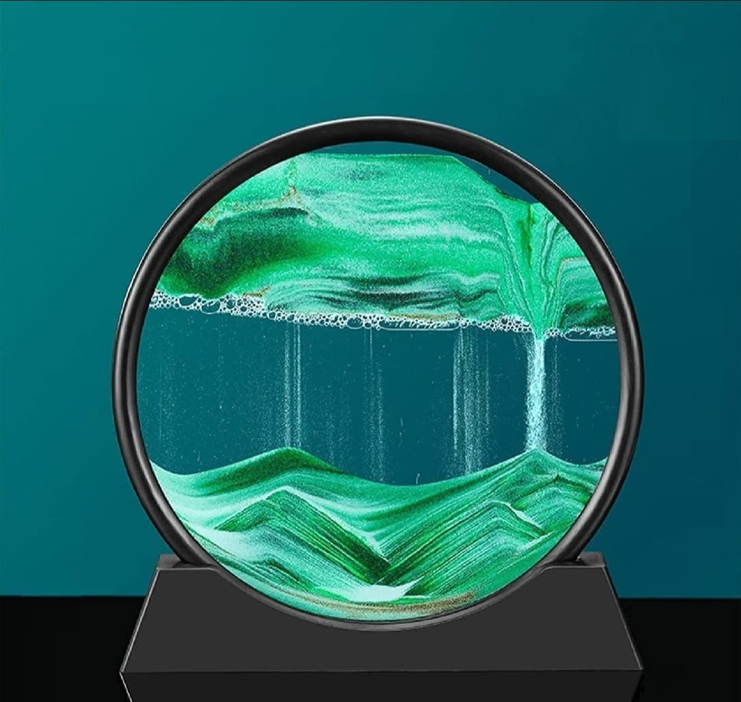 Sandscape Painting - Sand Clock - Moving Sand Art - 3D Moving Sand Mountain Lamp With Stand