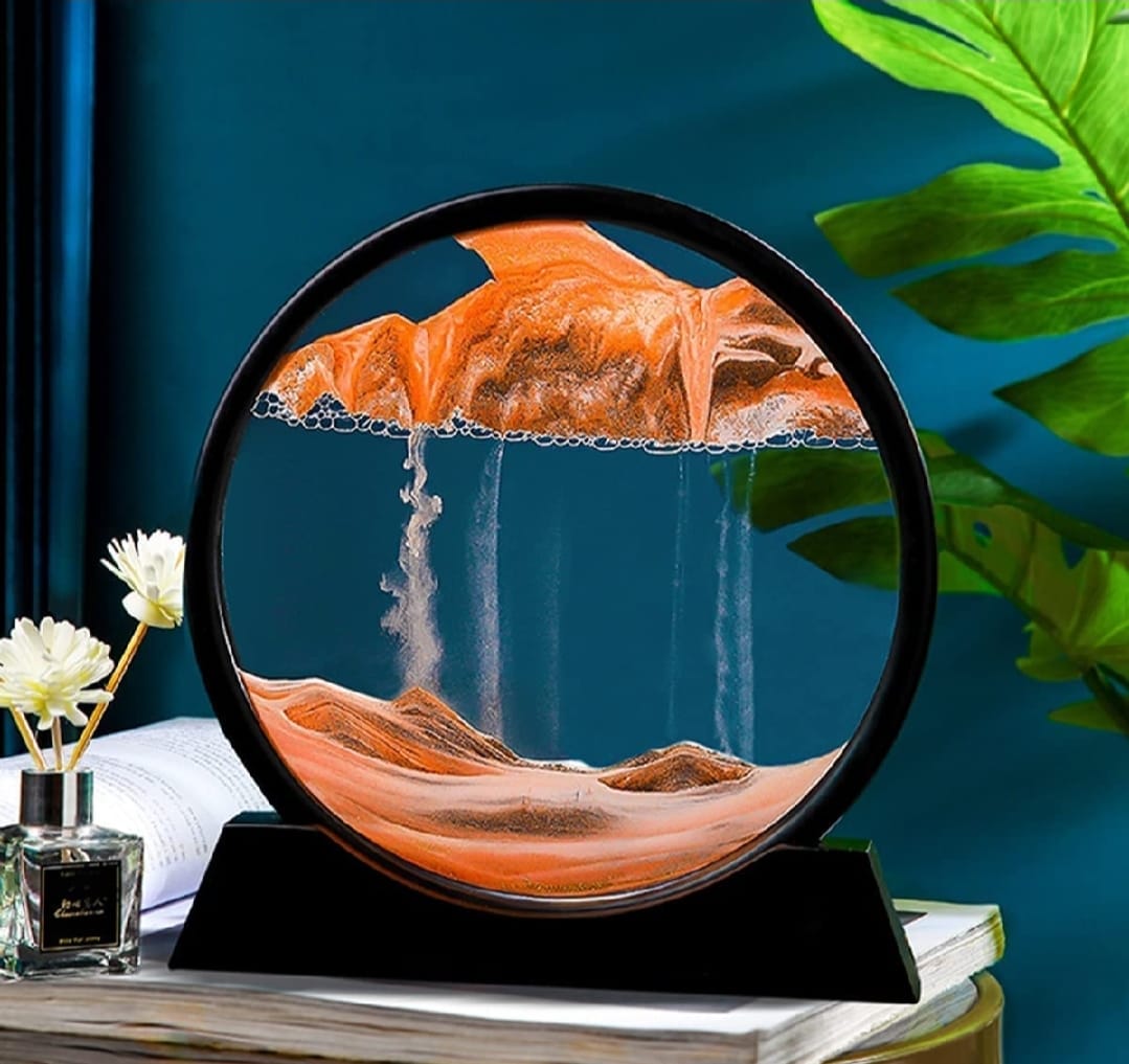 Sandscape Painting - Sand Clock - Moving Sand Art - 3D Moving Sand Mountain Lamp With Stand