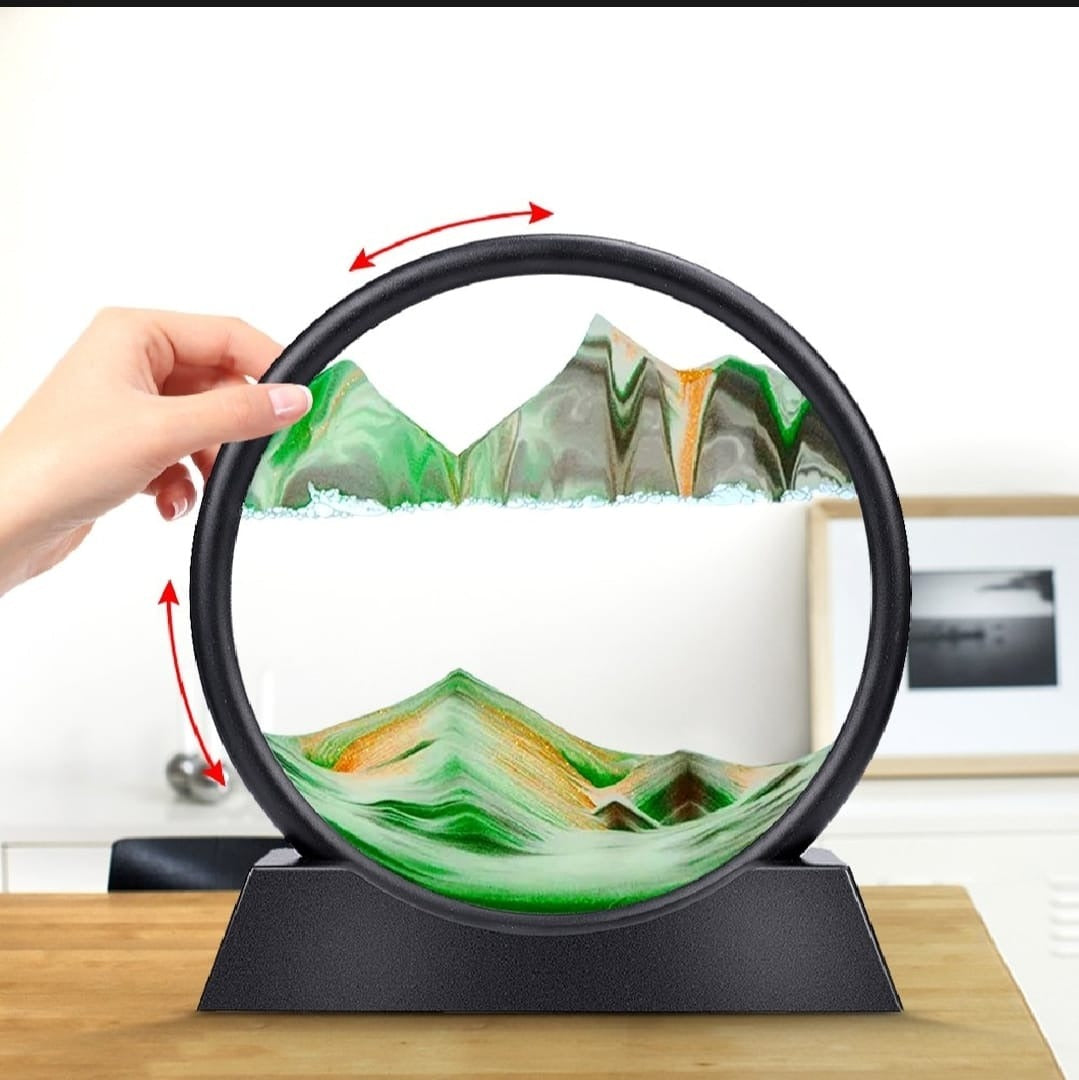 Sandscape Painting - Sand Clock - Moving Sand Art - 3D Moving Sand Mountain Lamp With Stand