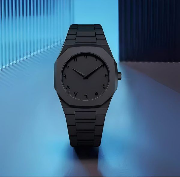 Aura black & white Arabic Watch
