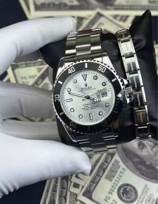 Rolex Men's Formal Quartz Wrist Watch with Stainless Steel Strap ( With Random Box )
