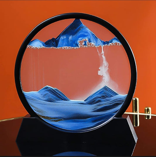 Sandscape Painting - Sand Clock - Moving Sand Art - 3D Moving Sand Mountain Lamp With Stand